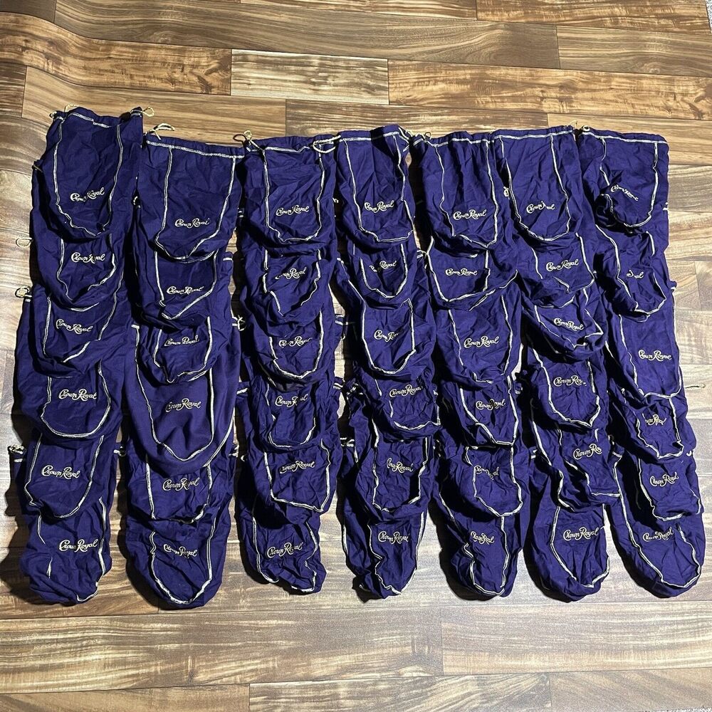 Lot of 50 Crown Royal Purple / Green / Brown Drawstring Bags - Most Large - Picture 3 of 10